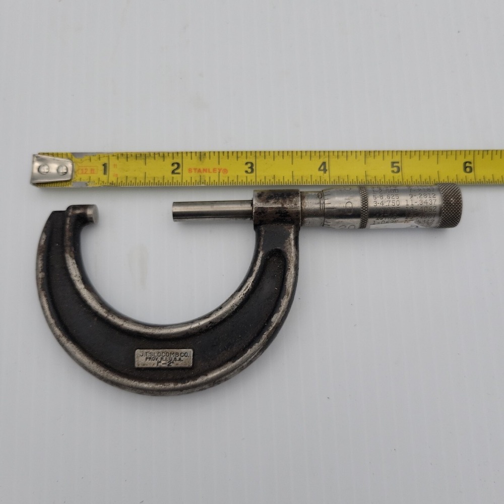 Vintage J.T. Slocomb 1"-2" Micrometer Made In USA Machinist Tool
